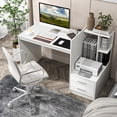 thumbnail image 4 of Costway Computer Desk Laptop Table Writing Study Desk Home Office with Bookshelf & Drawers, 4 of 10