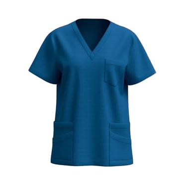 Amzcrzy Hauts de Sarrau Femmes Mode Couleur Unie Sarraus de Travail pour Femmes Décontracté Manches Courtes Col en V Hauts d'Infirmière avec Poches Confortable Uniforme de Travail Classique