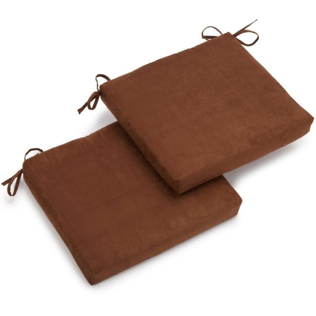 Blazing Needles Micro Suede 19-Inch by 20-Inch by 3-1/2-Inch Zippered Cushions, Chocolate, Set of 2