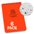 thumbnail image 1 of Rite in the Rain Weatherproof Top Spiral Notebook, 4" x 6", Orange Cover, Universal Pattern, 6 Pack (No. OR46L6), 1 of 9