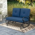 thumbnail image 4 of Costway Causeuse Berçante de Patio Extérieur à Glissière avec Siège Coussiné Cadre en Acier Bleu Marine, 4 of 7