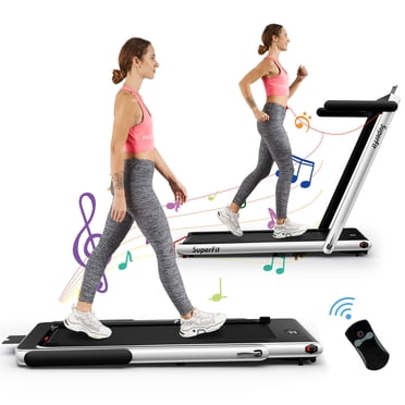 SuperFit 2.25HP 2 in 1 Folding Treadmill W/ Speaker Remote Control APP Silver