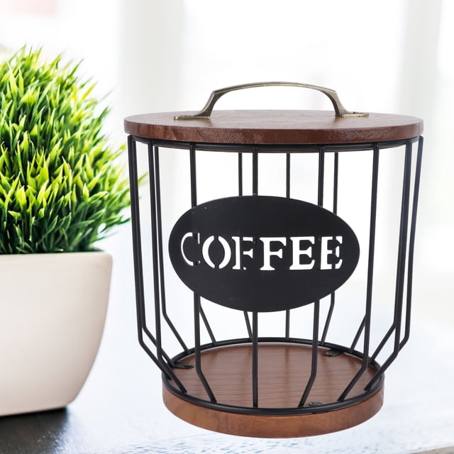 Rustic Coffee Filter Holder, Farmhouse Wooden Coffee Pod Holder With Lid For Coffee Bar Decor