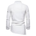 thumbnail image 3 of Men's Retro Mid-length Stand-up Collar Color Block Long-sleeved Shirt - Polyester, Breathable & Casual, 3 of 4