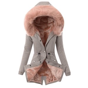 DondPO Coats d'hiver pour femmes Femmes Plus Taille manteau d'hiver Lapel Collar Long Sleeve Veste matelassée Vêtements de dessus Big Collar Vestes Parkas pour femmes Snow Manteaux pour femmes Gray XL Dégagement !