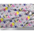 thumbnail image 2 of Soimoi Gray Moss Georgette Fabric Circle & Triangle Geometric Print Fabric by the Yard 42 Inch Wide, 2 of 5