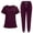 Wine, variant on Nursing Uniforms Scrub Sets for Women 2 Piece Medical Outfits Quick Dry Short Sleeve V Neck Tops and Pants Workwear, Brown, M