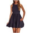 thumbnail image 2 of Ovzne Robes pour Femmes 2025 Robe Femmes Dames Mode Sans Manches Col Rond Uni Robe avec Poches Robe Courte Mini Robes Grande Taille Robe Maxi Liquidation, 2 of 7