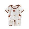 thumbnail image 2 of Qertyioot Mode Filles T-Shirts Décontractés à Manches Courtes Col Rond Col Bouton Ensembles de Shorts Imprimés Aubaines, 2 of 3