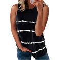 thumbnail image 2 of MRULIC T-Shirts pour Femmes Mode T-shirt Sans Manches Ample Col Rond Imprimé Rayé Hauts T-Shirts pour Femmes Noir + 4TG, 2 of 3