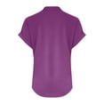 thumbnail image 4 of Womens Plus Size Linen Tops Short Sleeve 2-Button V Neck Blouses Solid Color Light Beach Fashion Shirts (4XL, Purple), 4 of 6