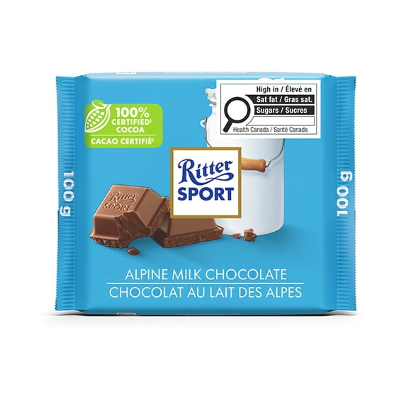 Ritter Sport 30 % Cocoa Alpine Milk Chocolate, 100 g