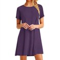 thumbnail image 1 of Penkiiy Robe d'Été pour Femme 2024 Plage Décontractée Sans Manches Couleur Unie Débardeur Ample Robe Soleil avec Poche TG Violet, 1 of 5