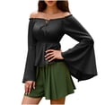 thumbnail image 2 of Soki Womens Renaissance Victorian Peasant Ruffle Smocked Waist Boho Pirate Shirt Blouse Cosplay Costume, 2 of 9