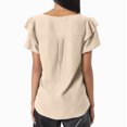 thumbnail image 3 of Plebaso Hauts d'Été pour Femmes à Volants Manches Courtes Blouses Décontractées Col Rond Couleur Unie Chemises Amples pour Femmes, 3 of 7