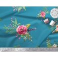 thumbnail image 3 of Soimoi Poly Georgette Fabric Leaves & Anemone Flower Print Fabric by the Yard 52 Inch Wide, 3 of 3