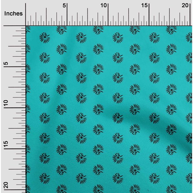 oneOone Cotton Poplin Fabric Floral Block Print Fabric By The Yard 42 Inch Wide