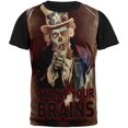 thumbnail image 1 of Halloween Zombie Uncle Sam Adult Black Back T-Shirt, 1 of 1
