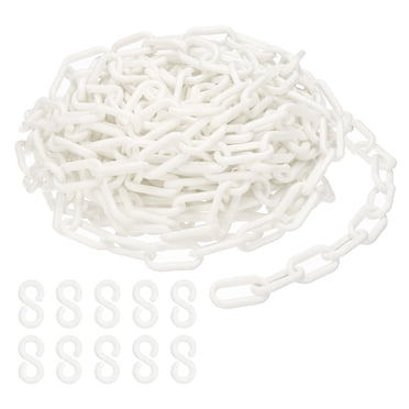 Uxcell Chaîne en Plastique, Chaîne de Sécurité de 32 Pieds pour le Contrôle des Foules, 1/4 Pouce (6mm) Blanc