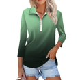 thumbnail image 2 of T-shirts pour Femmes Mode Féminine T-Shirt Imprimé Manches 3/4 Blouse Col Rabattu Décontracté, 2 of 8