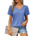 thumbnail image 5 of Birdeem Mode Femmes Été T-Shirt Décontracté à Manches Courtes Col en V, 5 of 5