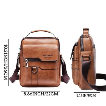 Rbaofujie Travel Bag Crossbody Bag Men's Shoulder Bag Vintage Leather Vertical Hand Business Men's Casual Leather Bag Satchel Bag for Men Gift for Father /Anniversary School Bags for Girls