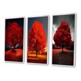 thumbnail image 3 of Designart « Majestueux Arbre Rouge Capturé en Photographie de Nature » Arbres de Paysage Ensemble d'Art Mural Encadré de 3 - Ensemble de Cadres Arbres Rouges pour Déco de Bureau, 3 of 6