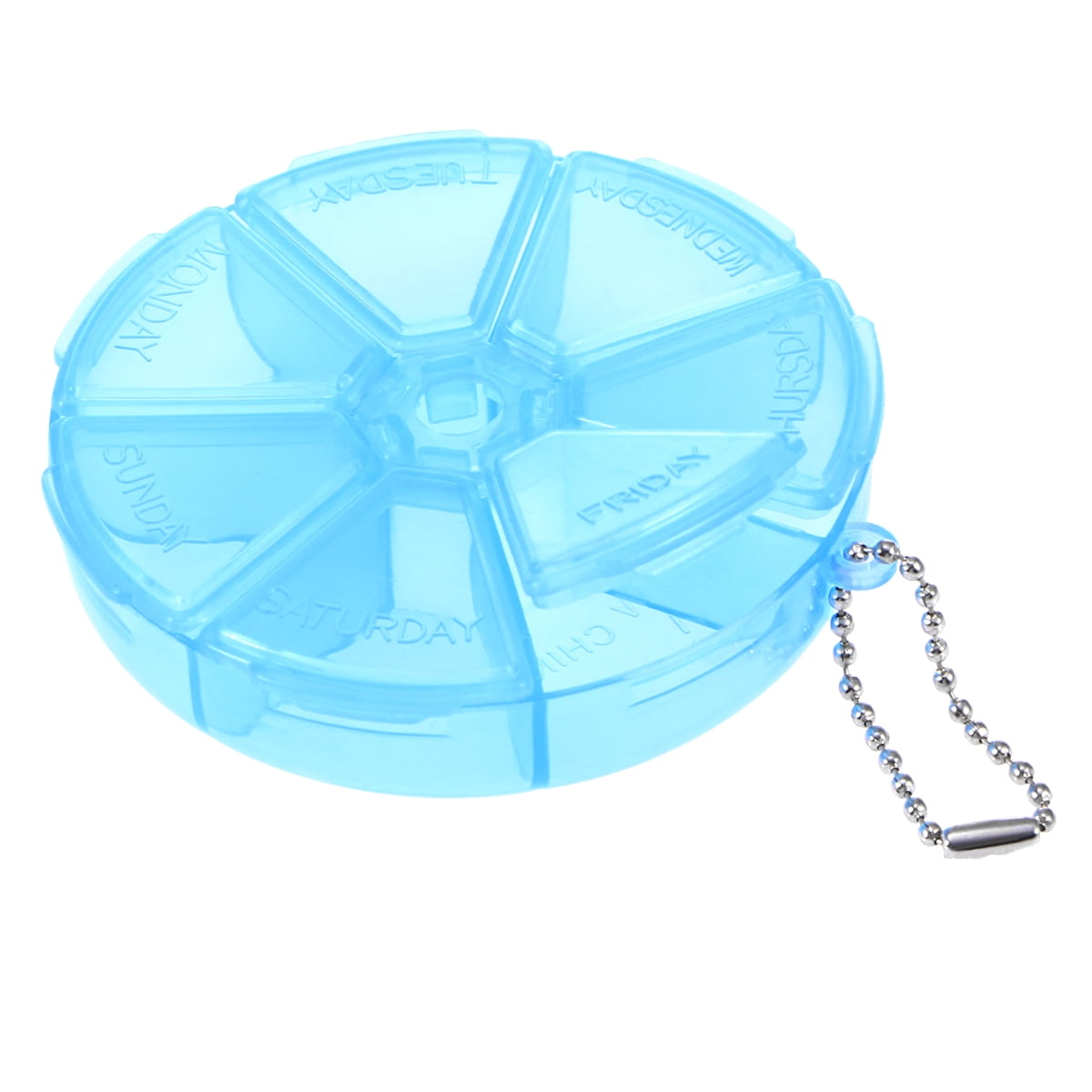 KAKOWELY round pill organizer Round 7 Days Pill Box Organizer for Medicine Travel Pill Case Container Weekly Holder (Blue)3.15"X3.15"X0.79"