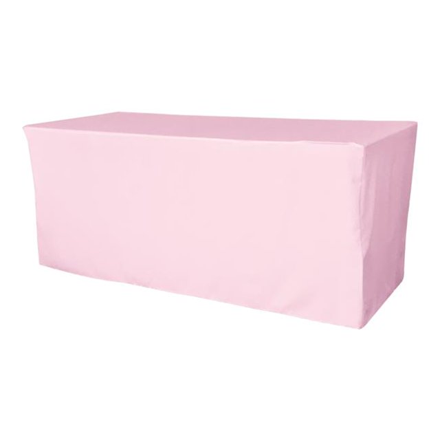 LA Linen TCpop-fit-72x30x30-PinkLgtP37 2.23 lbs Polyester Poplin Fitted Tablecloth, Light Pink