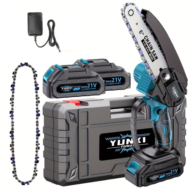 21V Cordless Mini Chainsaw, 6" Portable Handheld Electric Saw with Safety Lock, Rechargeable for Tree Trimming & Yard Work