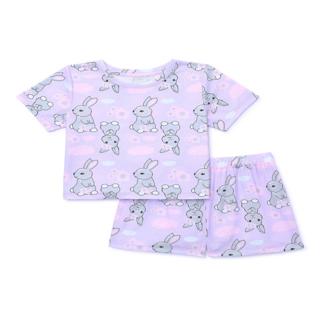 Ensemble de Pyjama Haut à Manches Courtes et Shorts pour Filles 2 Pcs Tailles 4-18
