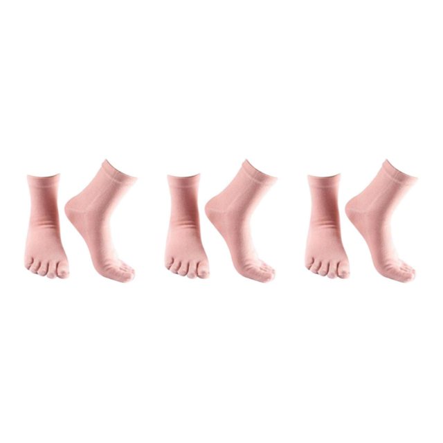 relayinert Chaussettes Hautes à Cinq Orteils en Coton Extensible Chaussettes de Sport Solides Roses 3ensemble