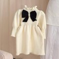 thumbnail image 2 of Yuyuzo Robe Pull pour Filles Tout-Petits Enfants Manches Longues Col Roulé Nœud Papillon Robes Tricotées Tenues de Fête, 2 of 4