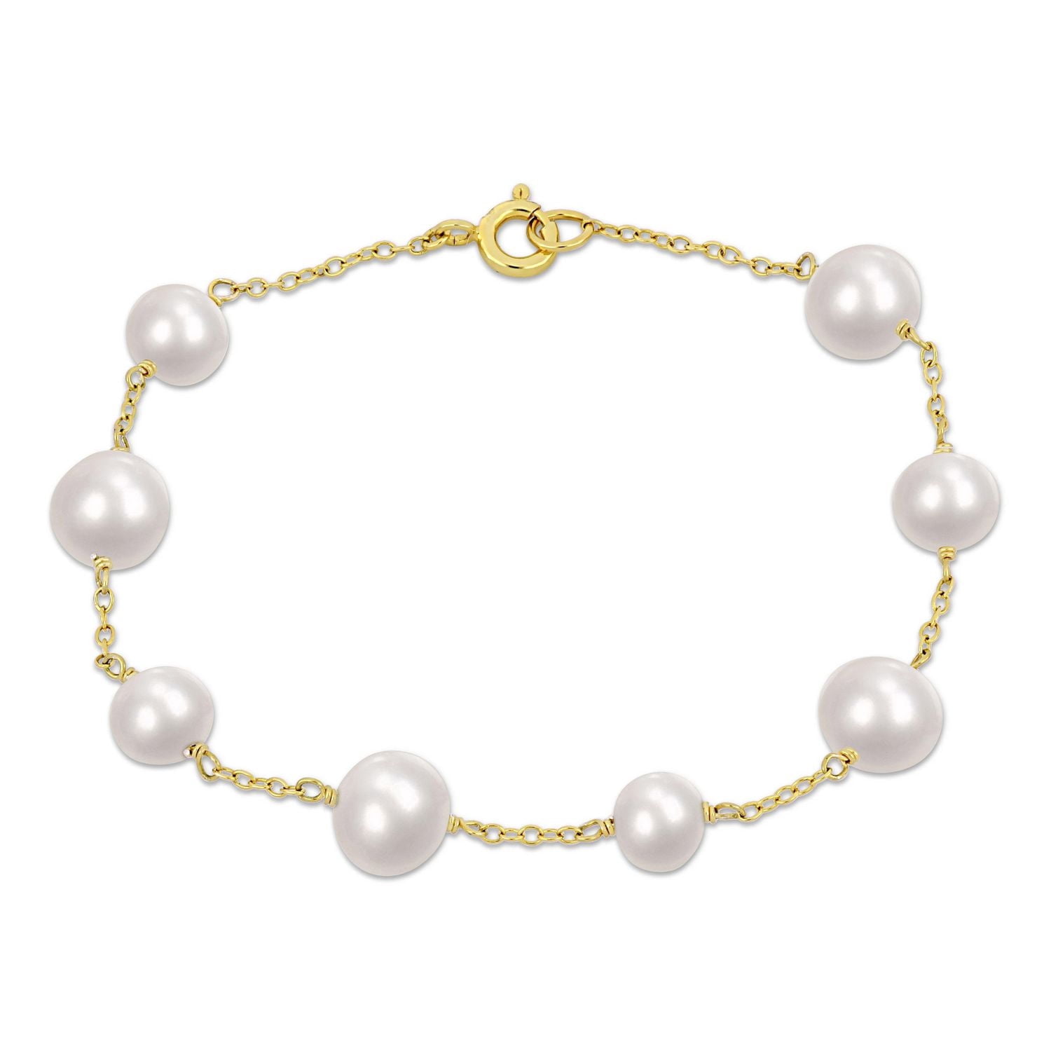 Bracelet station Miabella avec perles d’eau douce cultivées en argent sterling plaqué rhodium jaune