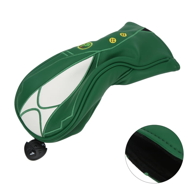 Golf Club Head Covers, PU Leather Waterproof Headgear Set with Interchangeable No. Tags, Simple Convenient to Use, Elastic Neckline, Soft Thick Lining, Green Jacket Design