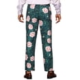 thumbnail image 3 of INSPIRE CHIC Pantalon Habillé à Fleurs pour Homme, devant Plat, Fête, Bal, Imprimé Floral, 38 Vert Rose, 3 of 5
