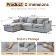 thumbnail image 4 of bokifol Cloud Sectional Couches for Living Room,Convertible L-Shape Couch with Ottoman,3 Seater Modular Sectional Sofa(Grey), 4 of 14