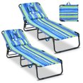 thumbnail image 1 of Costway Lot de 2 Chaises Longues de Plage avec Ouverture pour le Visage, Coussins et Dossier Réglable, 1 of 10