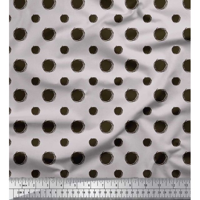 Soimoi Poly Georgette Fabric Dots Dots Print Fabric by Yard 42 Inch Wide