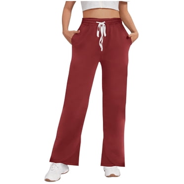 FAIWAD Womens Fleece Sweatpants Wide Leg Loose Elastic Waisted Drawstring Casual Workout Athletic Pants with Pockets