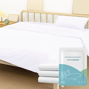 Meitianfacai Disposable Bed Sheets for Travel 4 PC Hotel Portable Double Bedding Thickened Bedspread Set for Business Trip Bedding Kit,70.86x90.55in