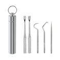 thumbnail image 1 of tredstone Toothpick Travel Tooth Cleaning Pick Barbecue Fruit Fork Reusable Washable Multifunctional Teeth Flossing Flosser with Holder 5PCS, 1 of 8