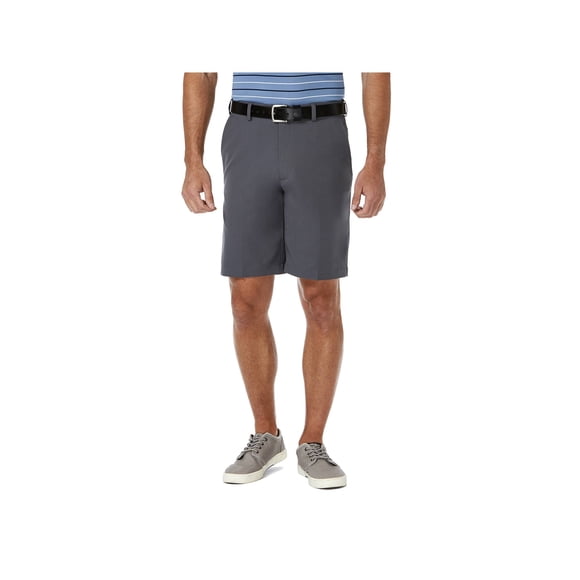 Haggar pour Hommes Cool 18 Pro Coupe Droite Extensible Uni devant Plat Court, Gris, 32