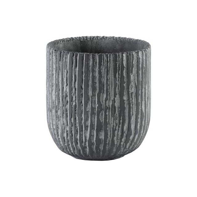 Benzara BM180810 Pot Rond en Ciment avec Fond Effilé Finition Balaiée, Gris - Grand - 8 x 7.25 x 7.25 Po