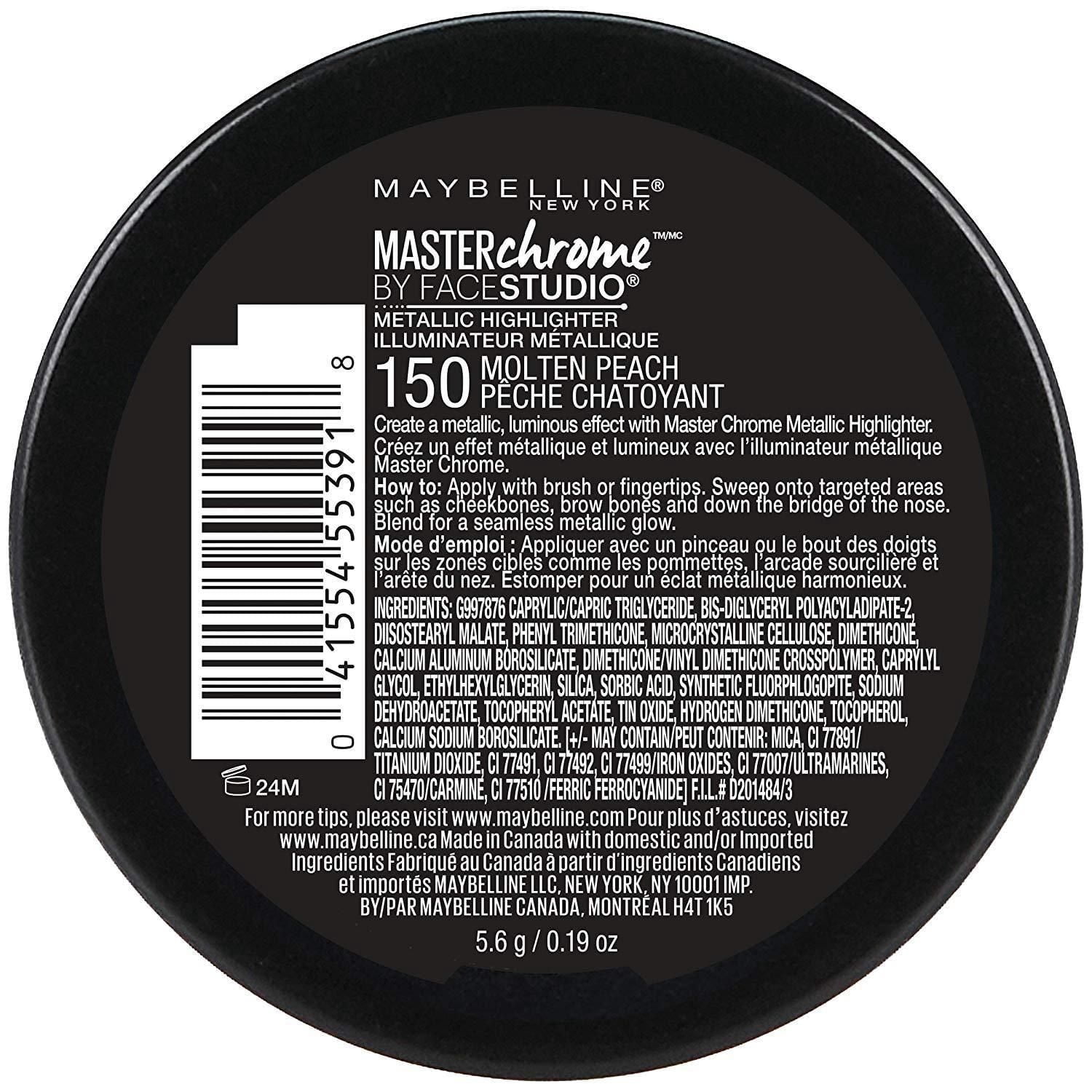 Maybelline New York Facestudio® Master Chrome™, Illuminateur Métallieque, Molten Peach, 5.4 g