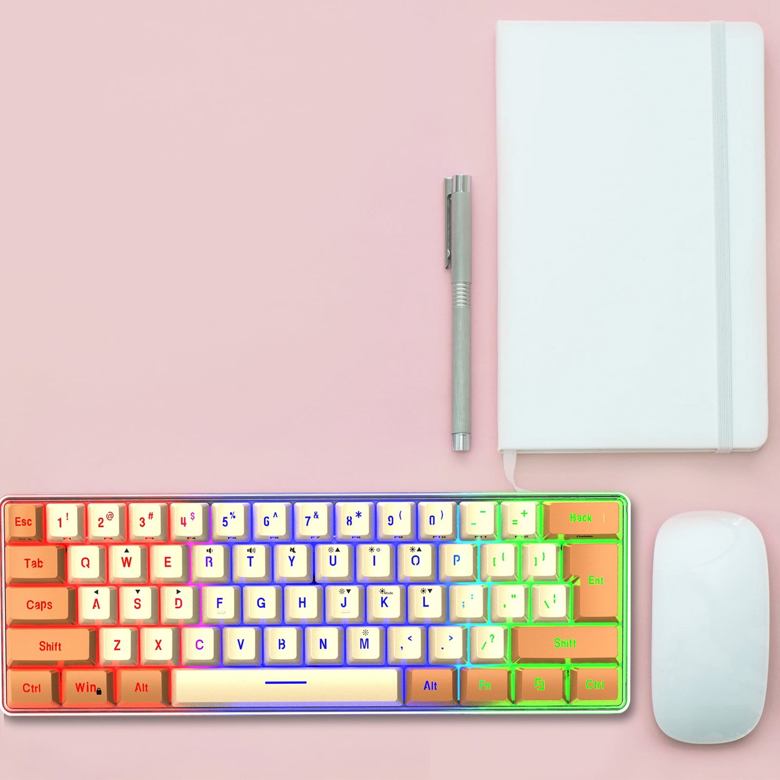 Nsxcdh Mechanical Keyboard Mechanical Keyboard Wired Compact PC Keyboard Mechanical Gaming Keyboard 61 Keys for Computer/Laptop