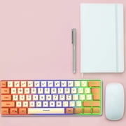 COFEST Mechanical Keyboard Wired Compact PC Keyboard Mechanical Gaming Keyboard 61 Keys for Computer/Laptop Beige