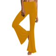 thumbnail image 1 of Pantalon Décontracté pour Femmes, Uni, Longueur Sport, Jambe Évasée, Taille Haute, 1 of 6