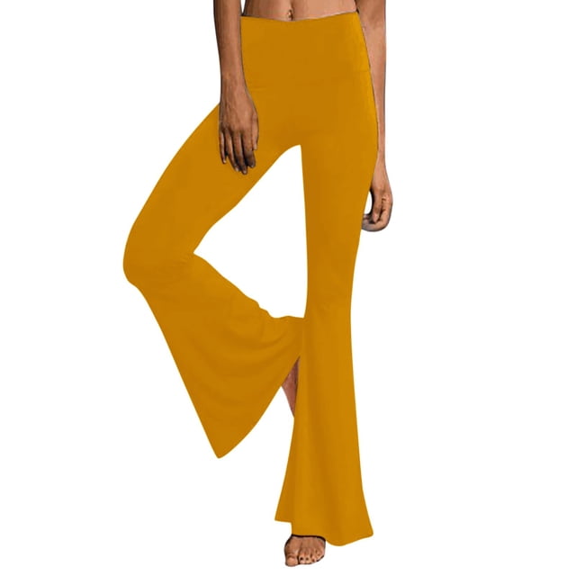 Pantalon Décontracté pour Femmes, Uni, Longueur Sport, Jambe Évasée, Taille Haute