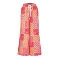 thumbnail image 3 of Jsaierl Womens Boho Print Palazzo Pants Elastic High Waist Drawstring Wide Leg Flowy Pants Plus Size Holiday Straight Leg Pants, 3 of 5